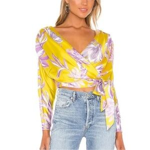 FINAL SALE House of Harlow 1960 Yellow and Purple Floral Blouse